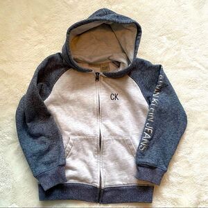 Kids Calvin Klein Jeans Zip Up Hoodie Size 6. Light and dark gray hoodie.